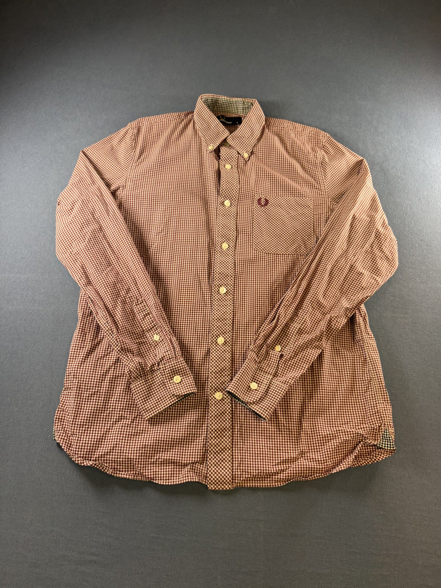 Fred Perry overhemd rood geruit maat M button-down