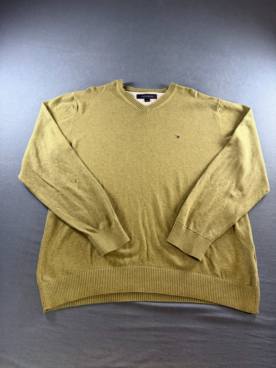 Tommy Hilfiger trui groen heren maat L v-hals v-neck sweater pullover