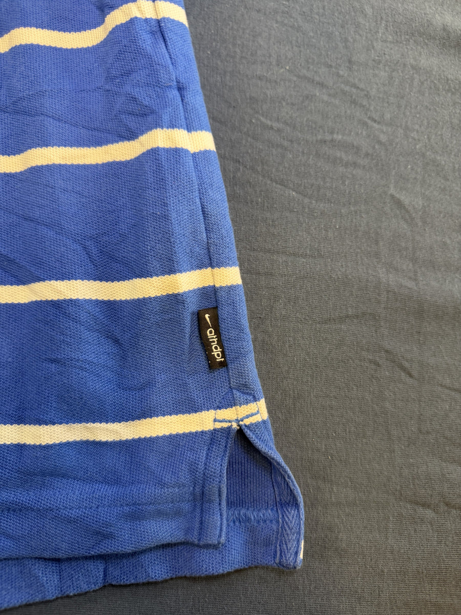 Vintage Nike Athletic Dept. gestreepte polo blauw maat M