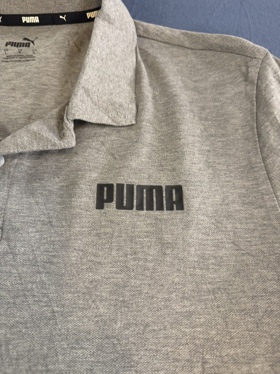 Puma polo lichtgrijs gemêleerd maat L