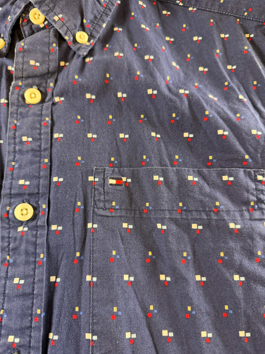 Tommy Hilfiger blouse blauw print heren maat M overhemd hawaii shirt patroon bloemenprint