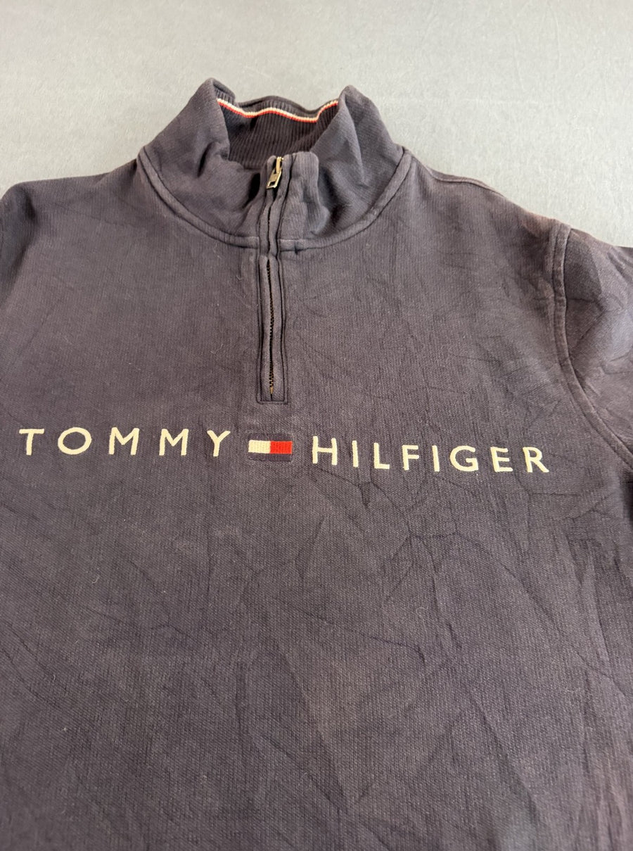 Blauwe Tommy Hilfiger quarter-zip (fleecevest / sweattrui), maat M