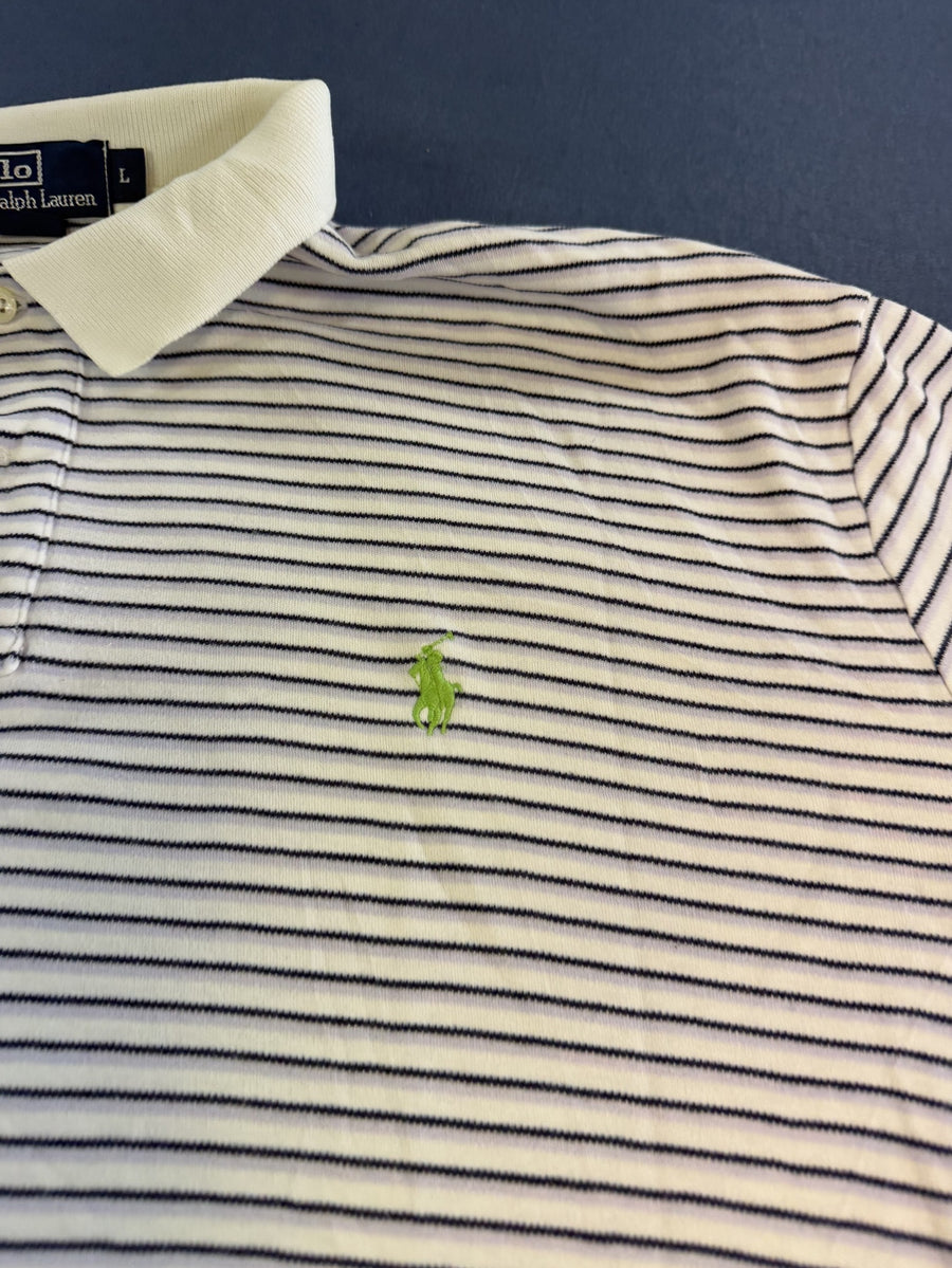 Wit Polo Ralph Lauren piqué-polo (poloshirt) maat L met crème contrastkraag