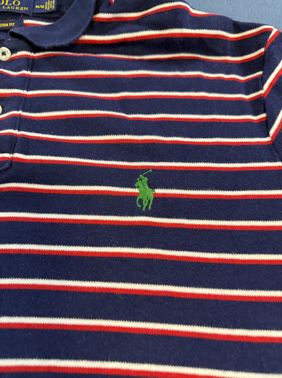 Polo Ralph Lauren zwart met streepboord – Custom Fit polo (poloshirt), maat M