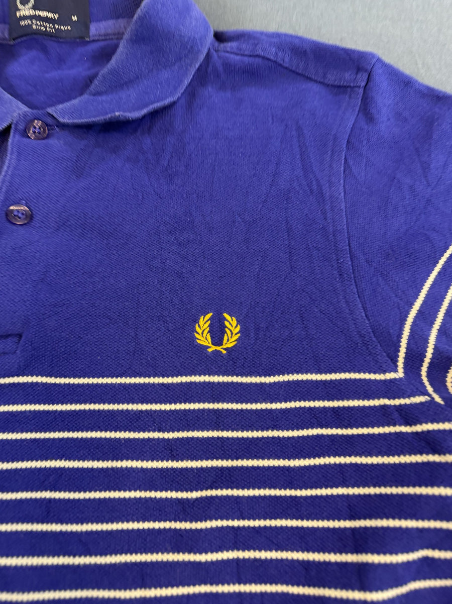 Blauw gestreept Fred Perry polo maat M (poloshirt)