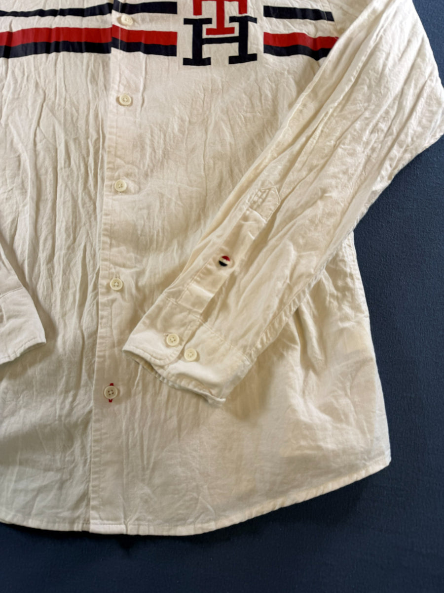 Tommy Hilfiger blouse wit print heren maat L overhemd hawaii shirt patroon bloemenprint