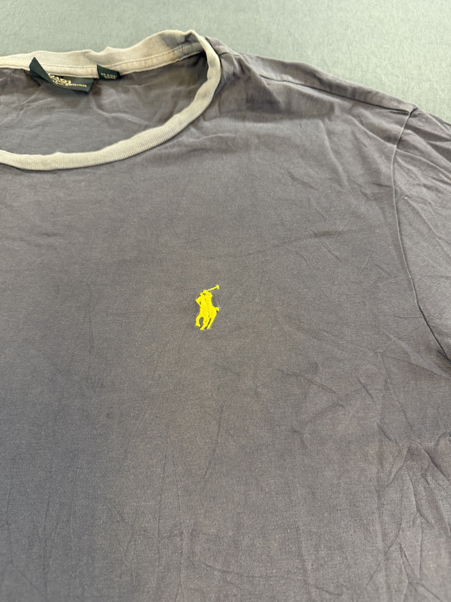 Blauwe Polo Ralph Lauren tee (ringer t-shirt / basic shirt) maat M