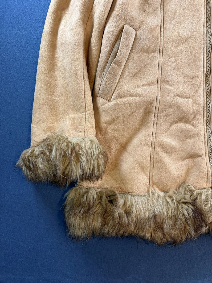 Vintage Dressing Afghaanse jas beige dames maat XXL katoen
