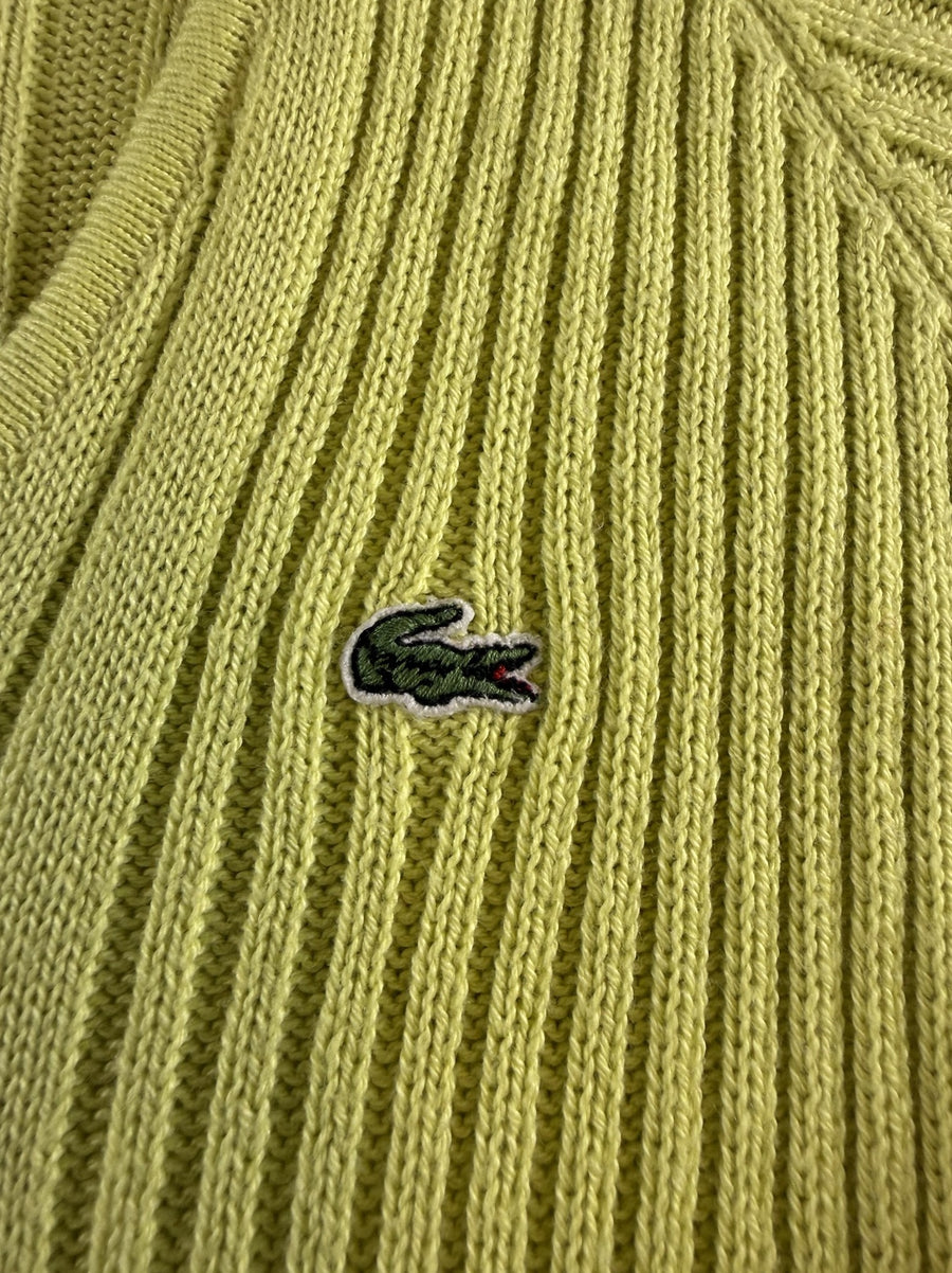 Geel Lacoste ribtrui met V-hals (pullover / sweater), maat XL