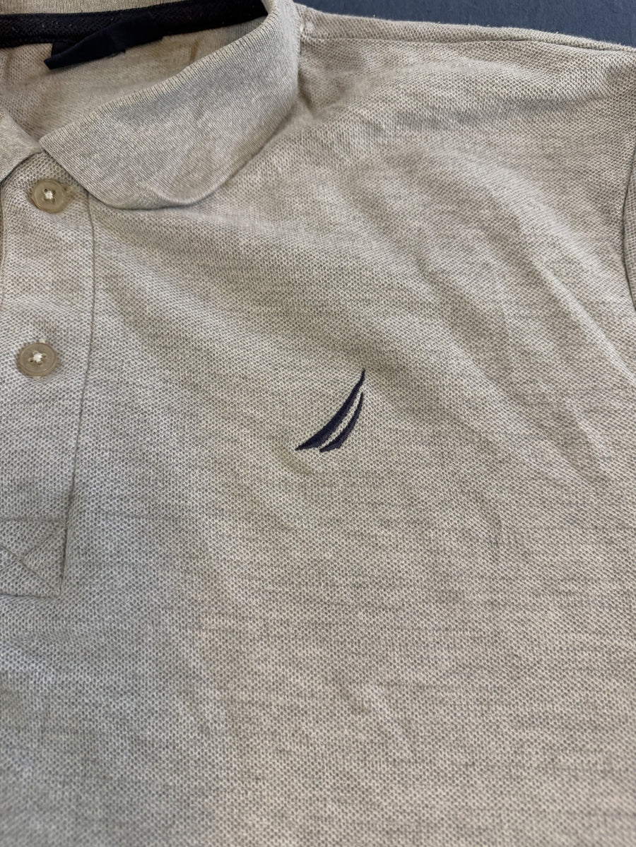 Grijs Nautica piqué polo (poloshirt), gemêleerd katoen, maat L