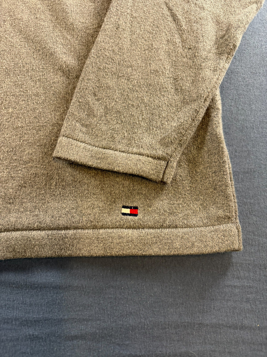Tommy Hilfiger trui grijs gestreept heren maat L katoen sweater pullover gebreid
