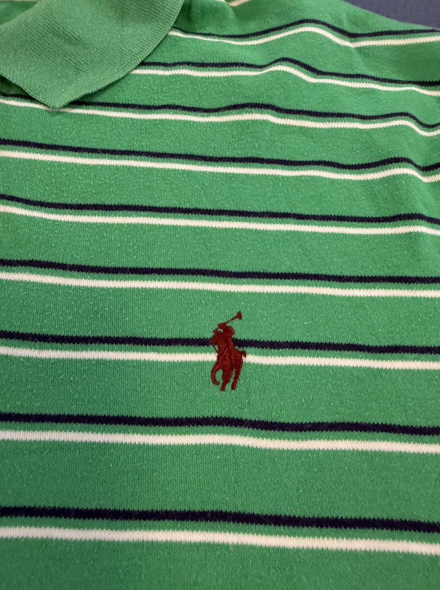 Groene polo (poloshirt) Polo Ralph Lauren piqué met streepje – maat L