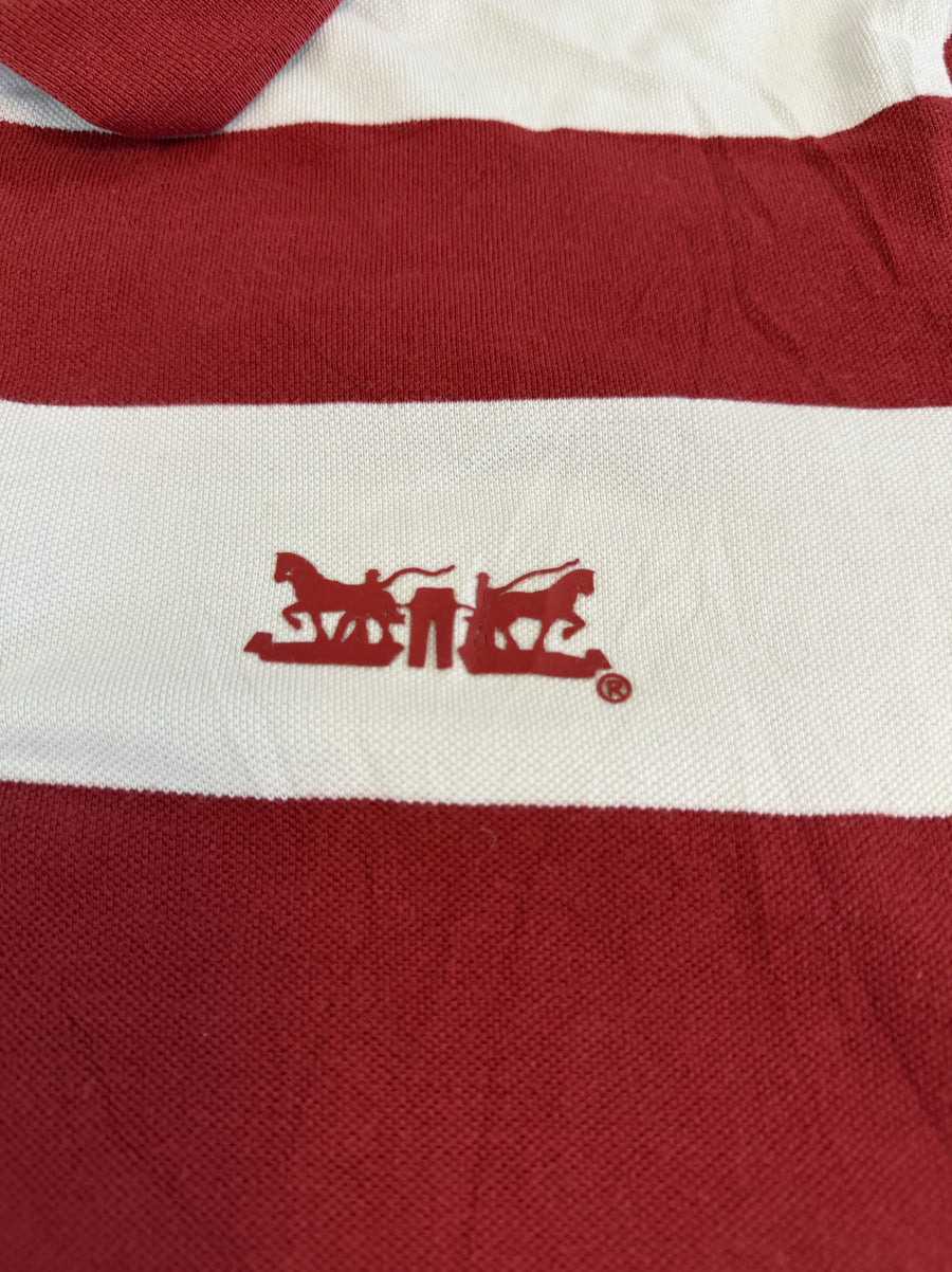 Rood gestreepte Levi's polo (piqué poloshirt) maat L