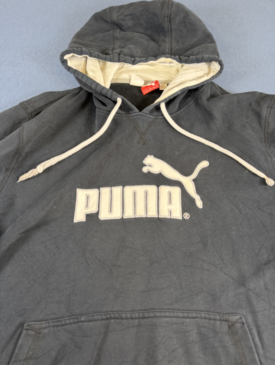 Zwarte Puma hoodie (capuchonvest) met geborduurd logo, heren maat XL