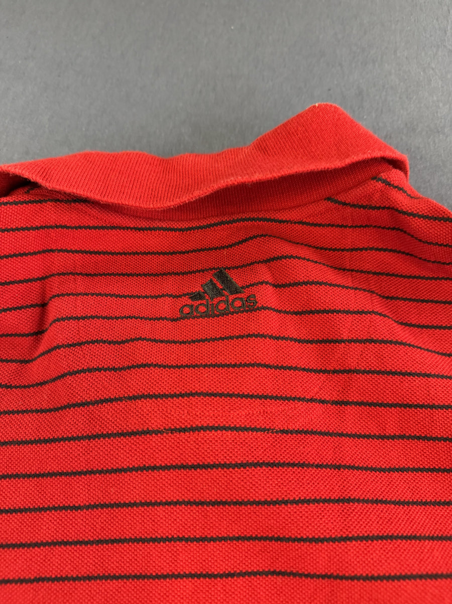 Rood adidas poloshirt (golfshirt) maat M met krijtstreep
