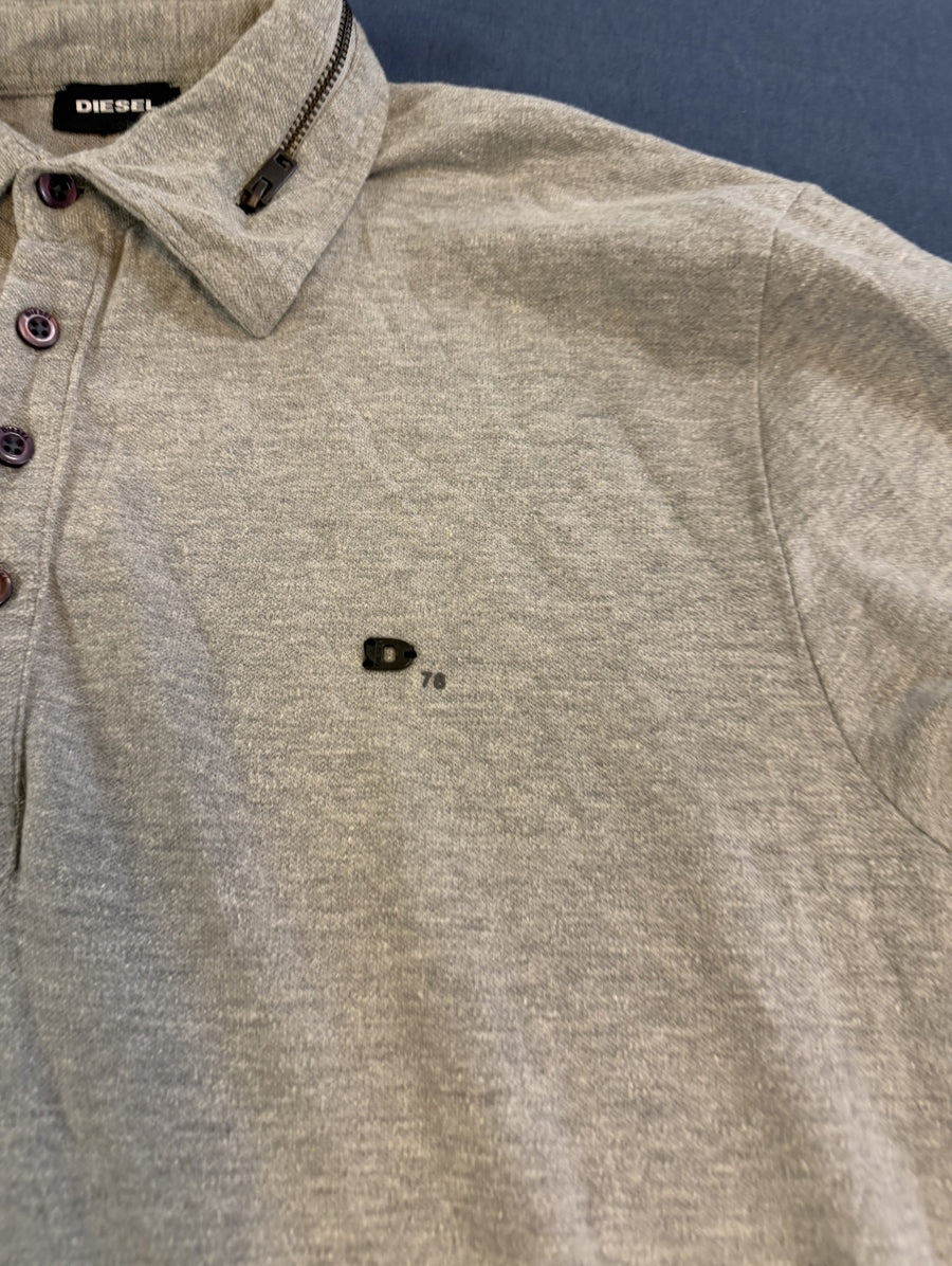 Grijs Diesel golfshirt met ritsdetail in de kraag (polo / poloshirt)