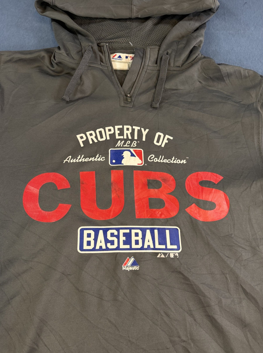 Grijze Chicago Cubs sweater (hoodie / capuchonvest), maat M - Majestic