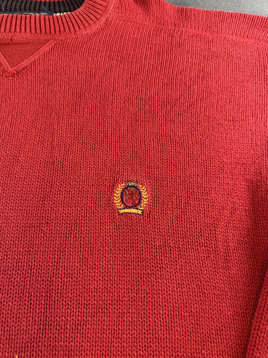 Rood Tommy Hilfiger sweater (trui / sweatshirt), maat XL, 100% katoen