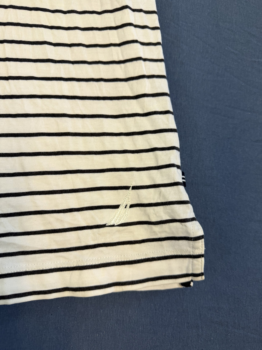 Wit-zwart gestreepte Nautica polo (sportshirt), maat XL