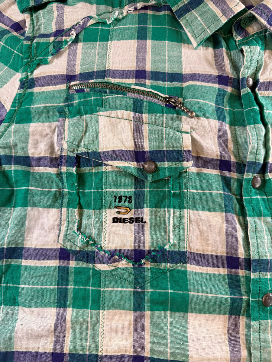 Diesel Blouse groen geruit