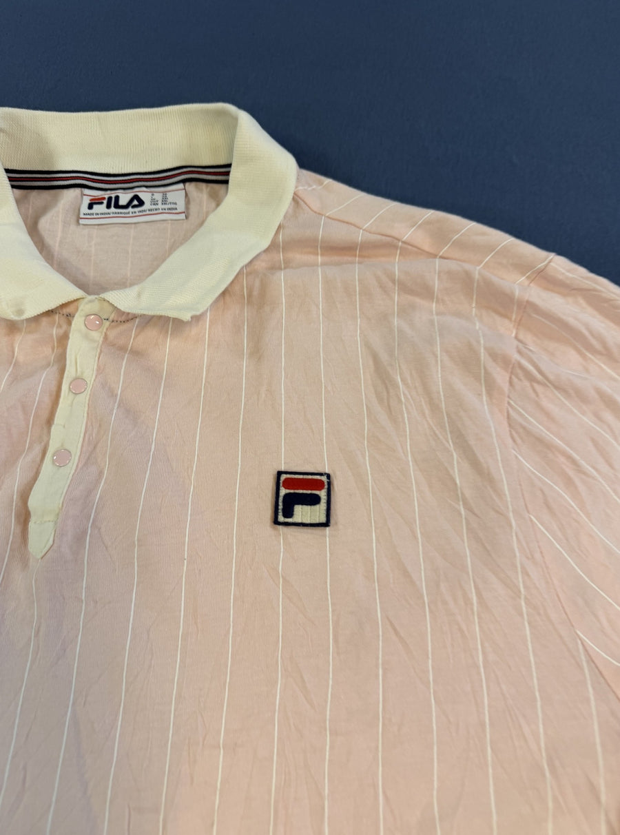 Roze FILA sportpolo met krijtstreepje (poloshirt), maat XXL
