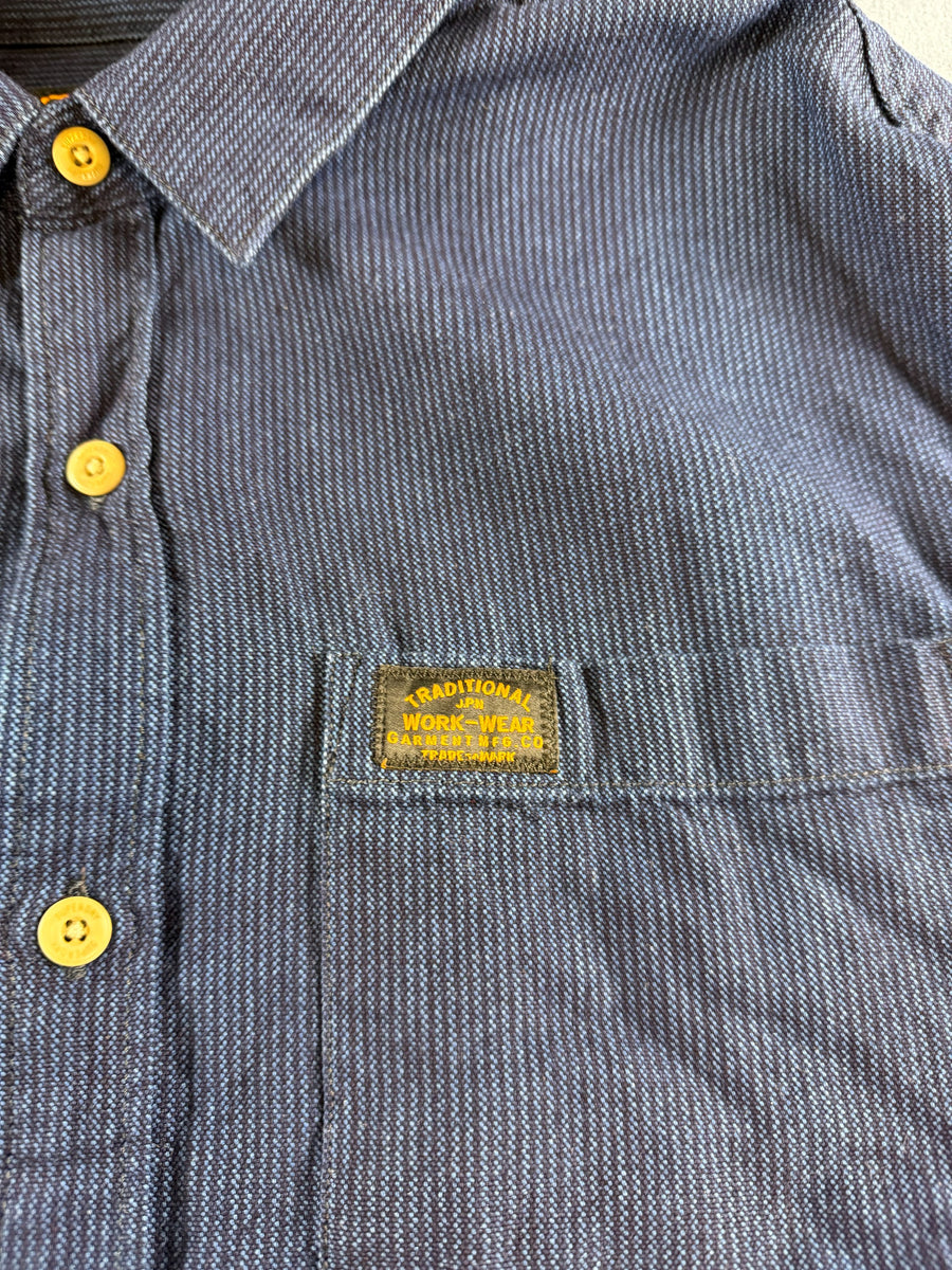 Superdry blouse blauw gestreept heren maat XL overhemd striped shirt streepjes