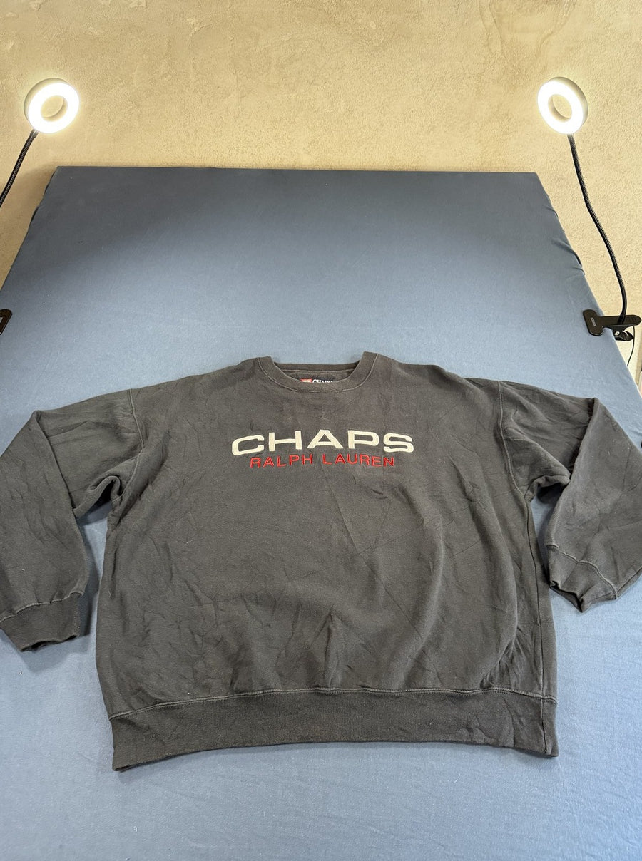Zwarte Chaps Ralph Lauren trui (sweatshirt / crewneck) maat L met borduurlogo