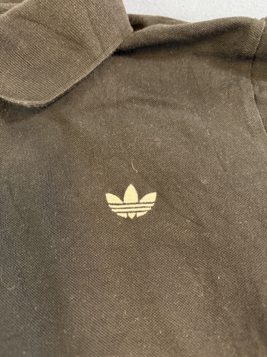 Zwart adidas Originals polo (poloshirt/polohemd) met geborduurd trefoil-logo, maat XL