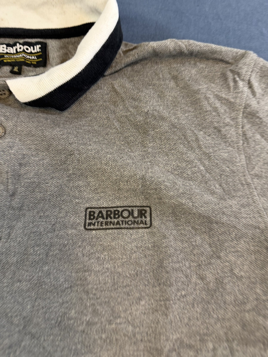 Barbour International motorshirt in grijs (poloshirt/rugbypolo), maat XL