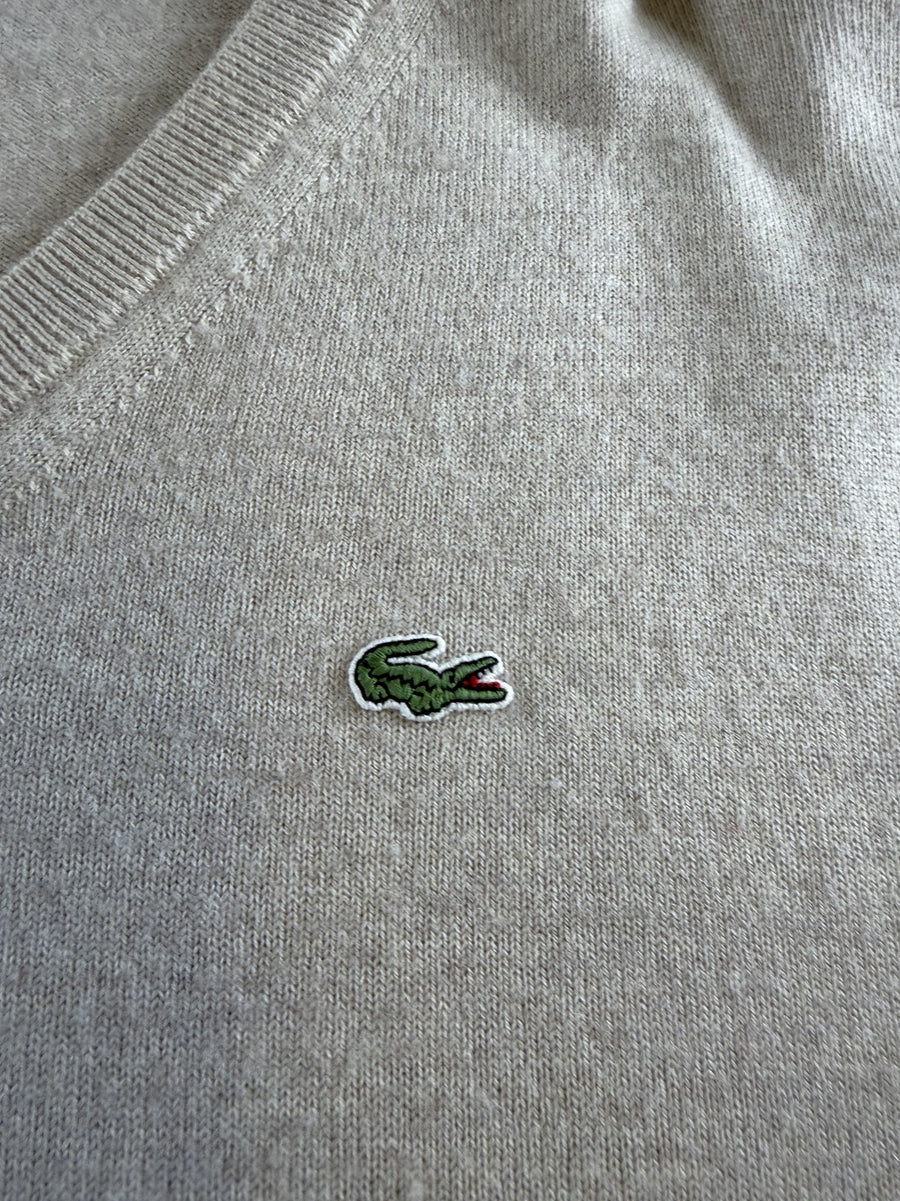 Beige Lacoste pullover heren, maat XXL (v-hals trui / sweater)