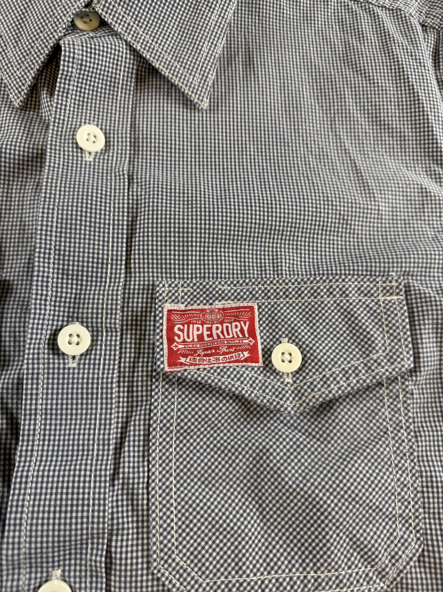 Blauw geruit Superdry herenoverhemd maat M (flanelblouse / houthakkershemd)