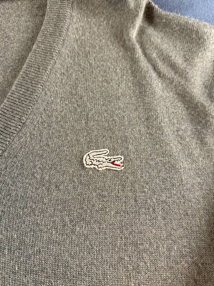 Lacoste trui grijs heren maat L sweater pullover gebreid vintage
