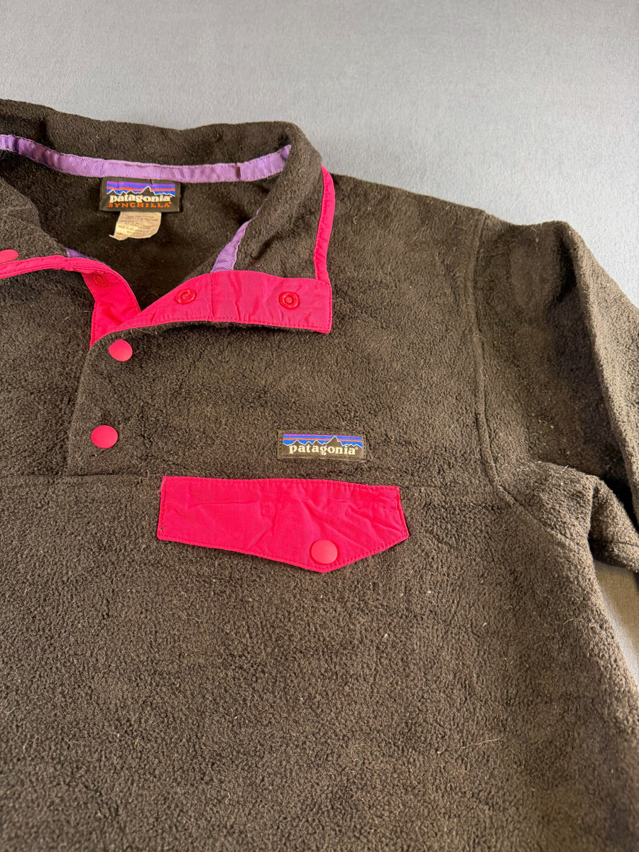 Patagonia Synchilla Snap-T trui zwart dames maat M sweater pullover