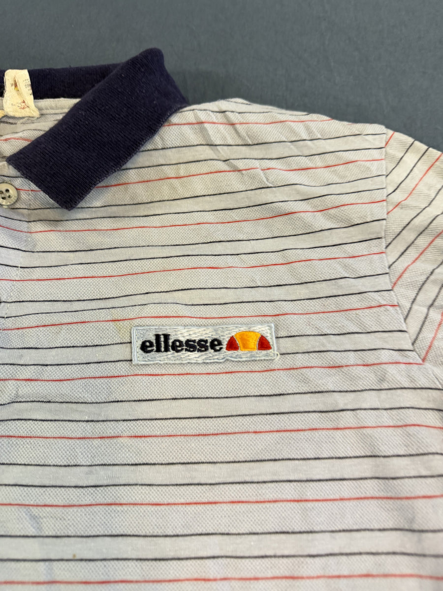 Wit gestreepte Ellesse tennispolo (sportshirt), maat S