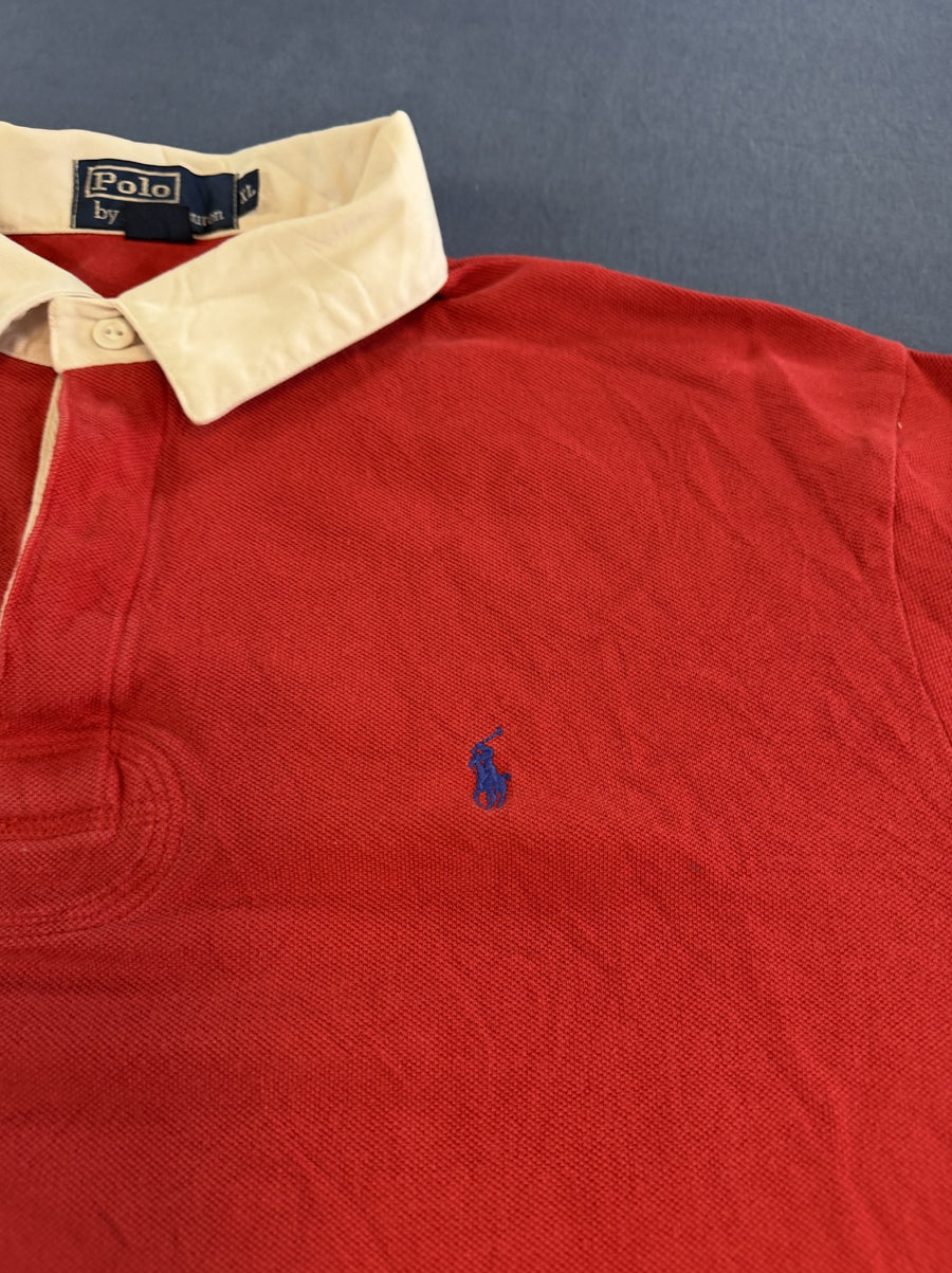 Rood rugbyshirt Polo Ralph Lauren (poloshirt / collegetrui), maat XL
