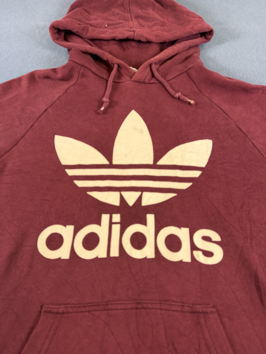 Bordeauxrode adidas Originals capuchontrui (hoodie), heren maat S, Trefoil-logo
