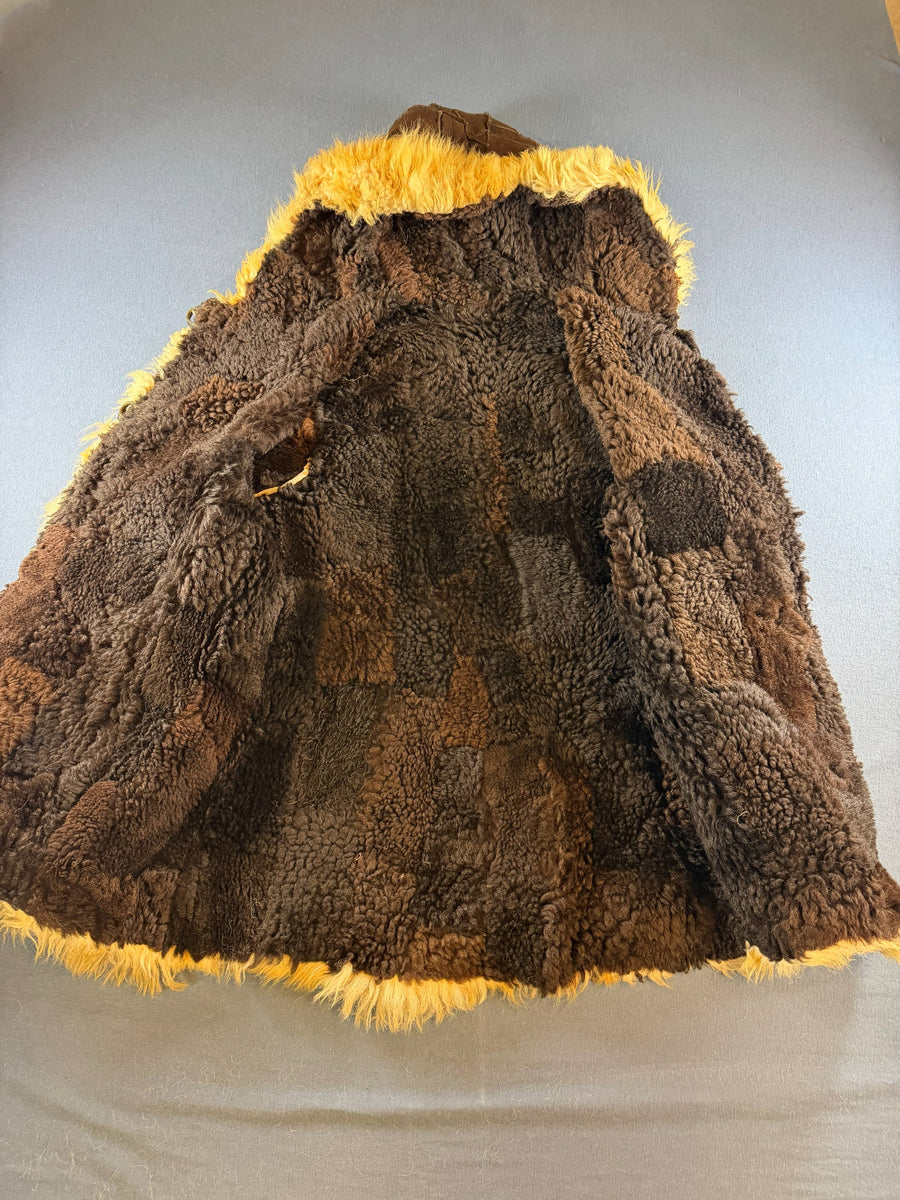 Vintage Dressing Afghaanse jas bruin dames maat XS