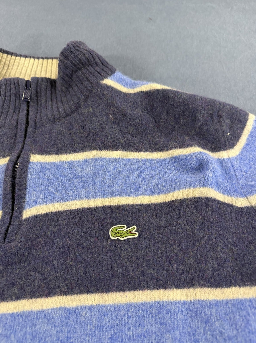Blauwe Lacoste gebreide trui (halfzip / quarter-zip), maat XL