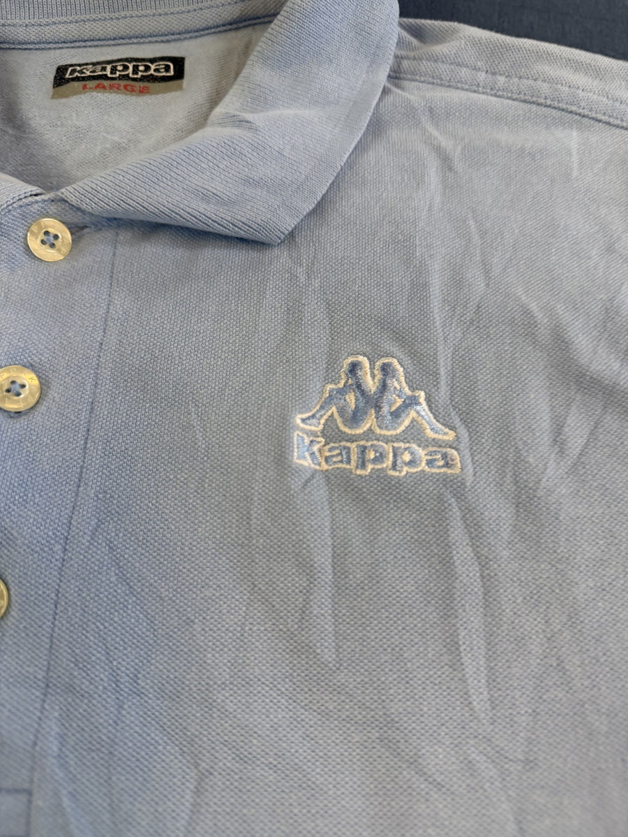 IJsblauwe Kappa sportpolo maat L (poloshirt met Omini-borduring)