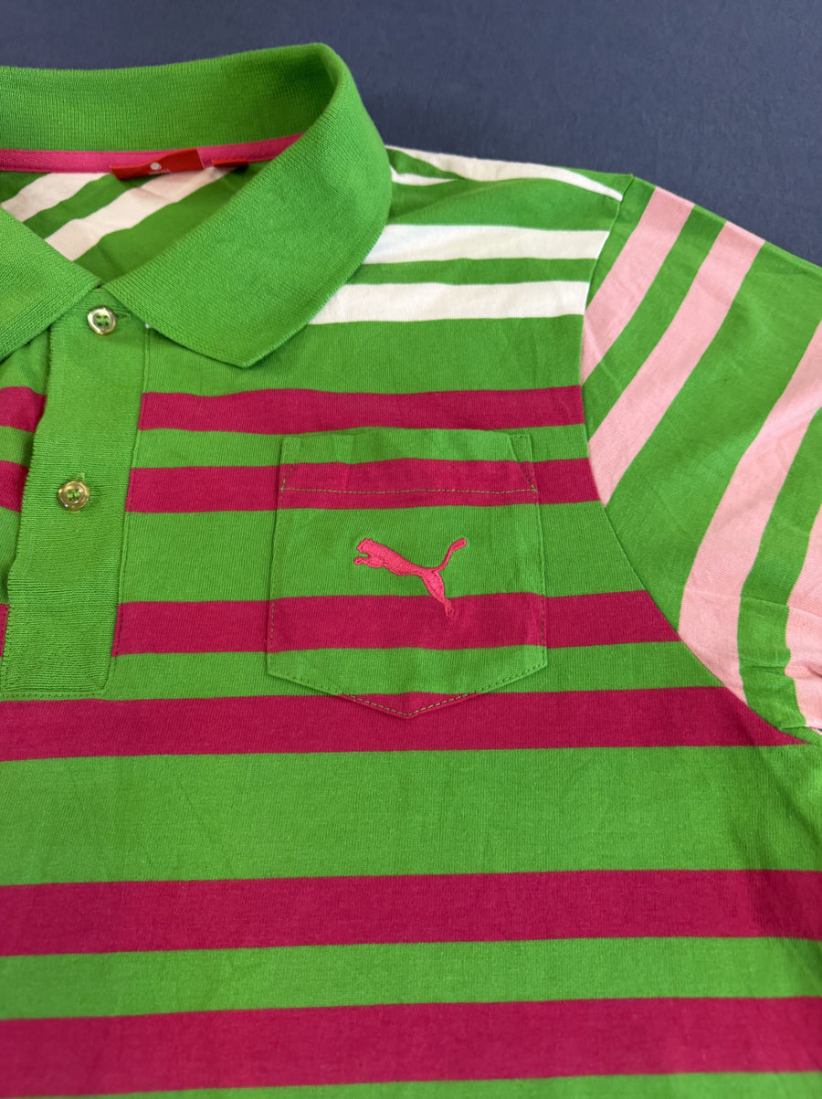 Groen gestreepte Puma polo (poloshirt / pique shirt), heren maat M