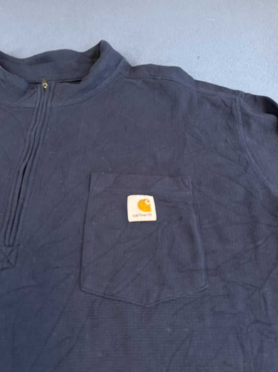 Blauw Carhartt knoopkraagshirt, maat 4XL (henley-trui / longsleeve)