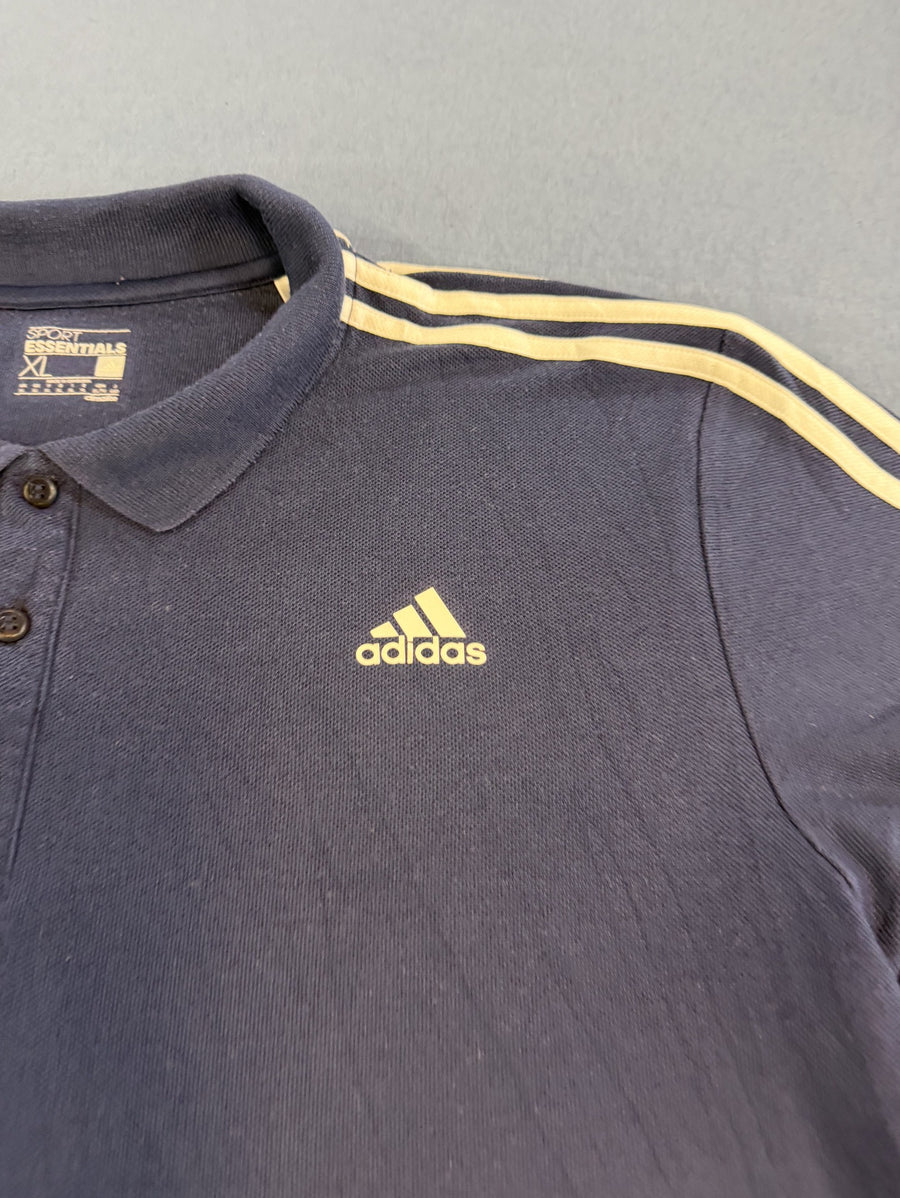 Blauwe adidas polo (poloshirt) maat XL – piqué katoen met 3-stripes