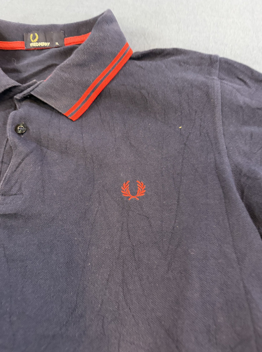 Blauwe Fred Perry polo (poloshirt) maat XL - rode twin-tipped kraag