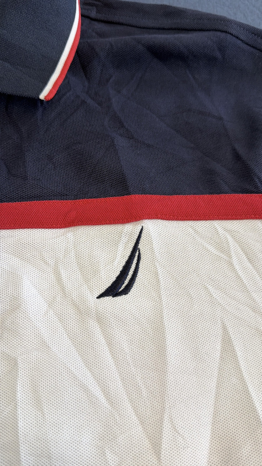 Rood Nautica poloshirt (polo) met colourblock-paneel – maat XXL