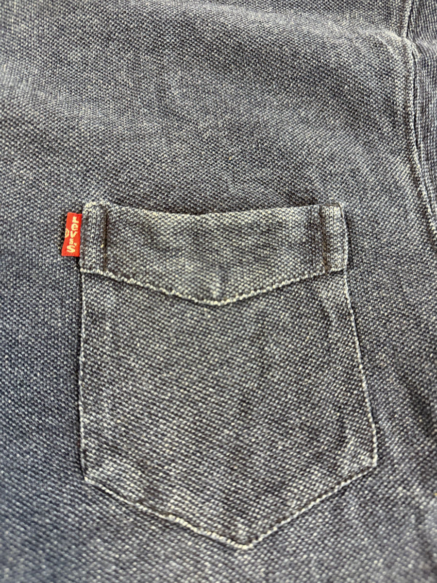 Blauw Levi's herenpolo (piqué poloshirt / denimlook) maat S met borstzak