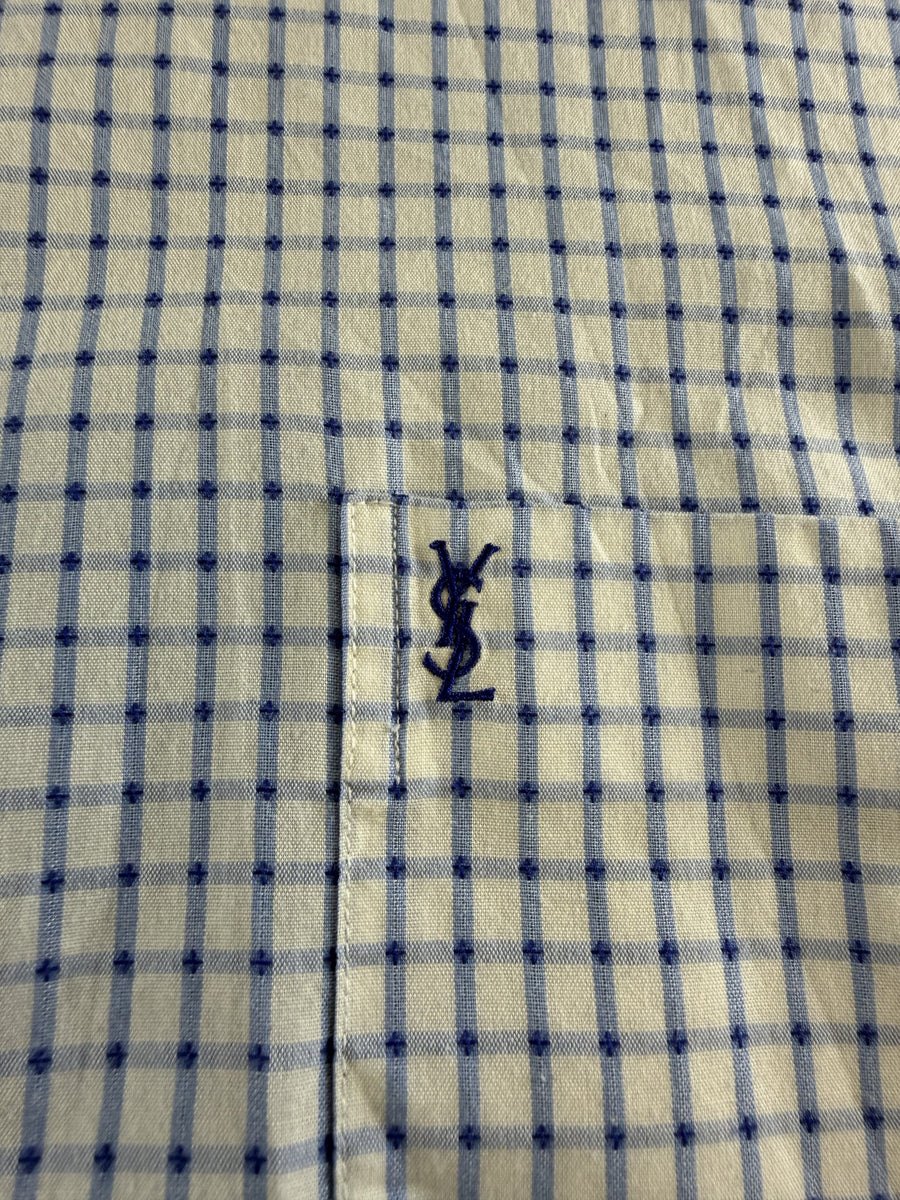 Yves Saint Laurent overhemd wit geruit maat XL korte mouw
