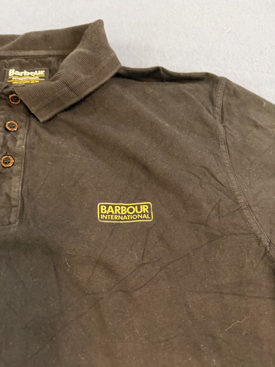 Zwarte Barbour International polo (poloshirt) maat XL - piqué katoen