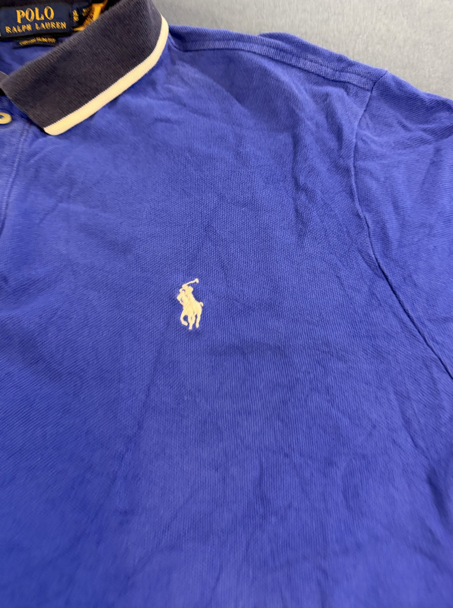 Blauwe piqué polo van Polo Ralph Lauren, maat XL (poloshirt / polohemd), Custom Slim Fit