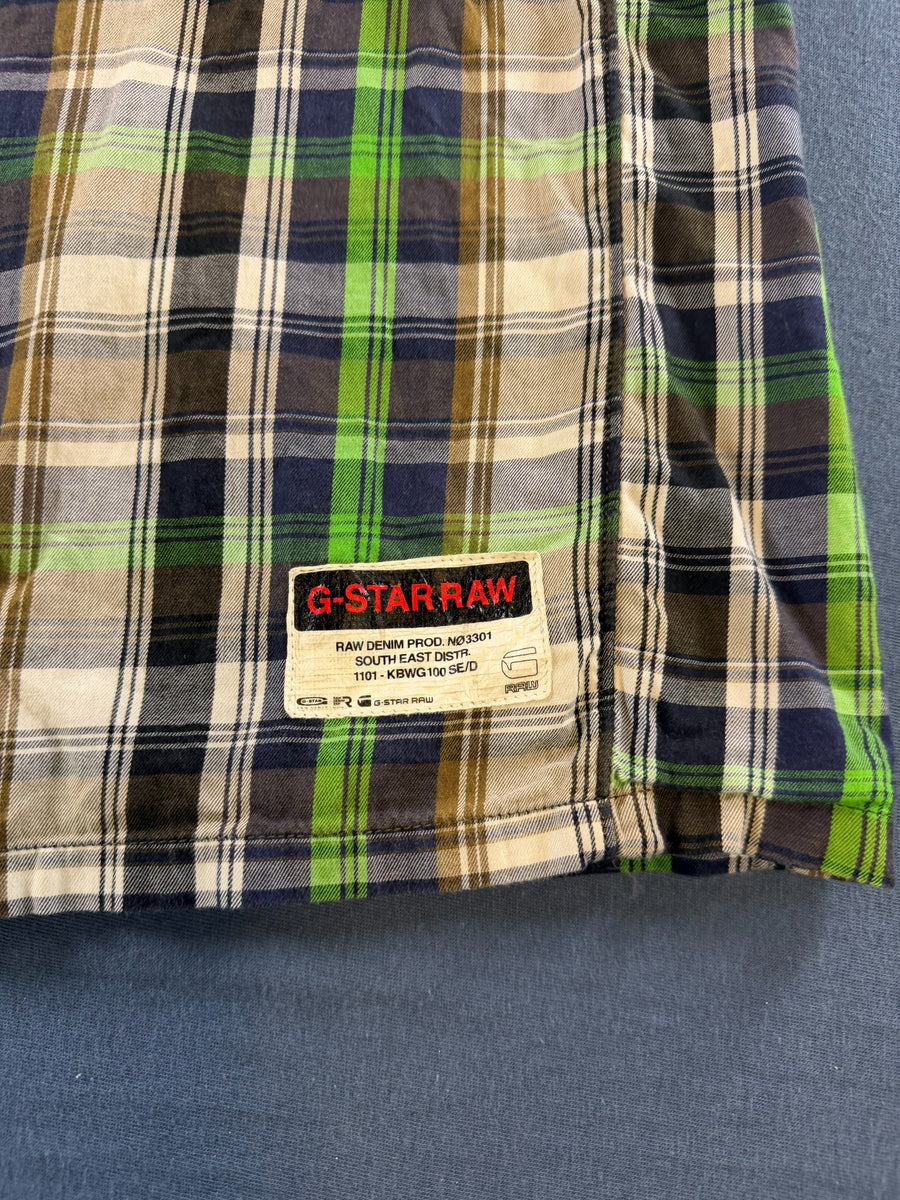 G-Star blouse meerkleurig geruit heren maat L overhemd flanel check shirt houthakkershemd geblokt