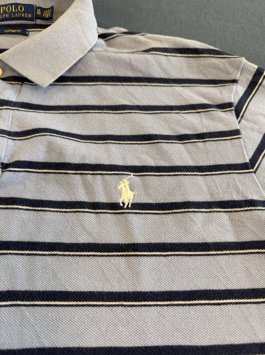 Blauw-Wit Gestreepte Polo Ralph Lauren Heren Maat XL (Poloshirt / Piqué Polo)